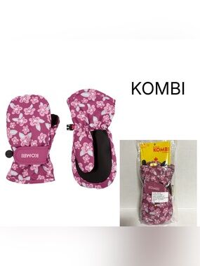 KOMBI - L/G - NWT - TODDLER / KIDS - PINK FLORAL GRACEFUL MITT / MITTENS